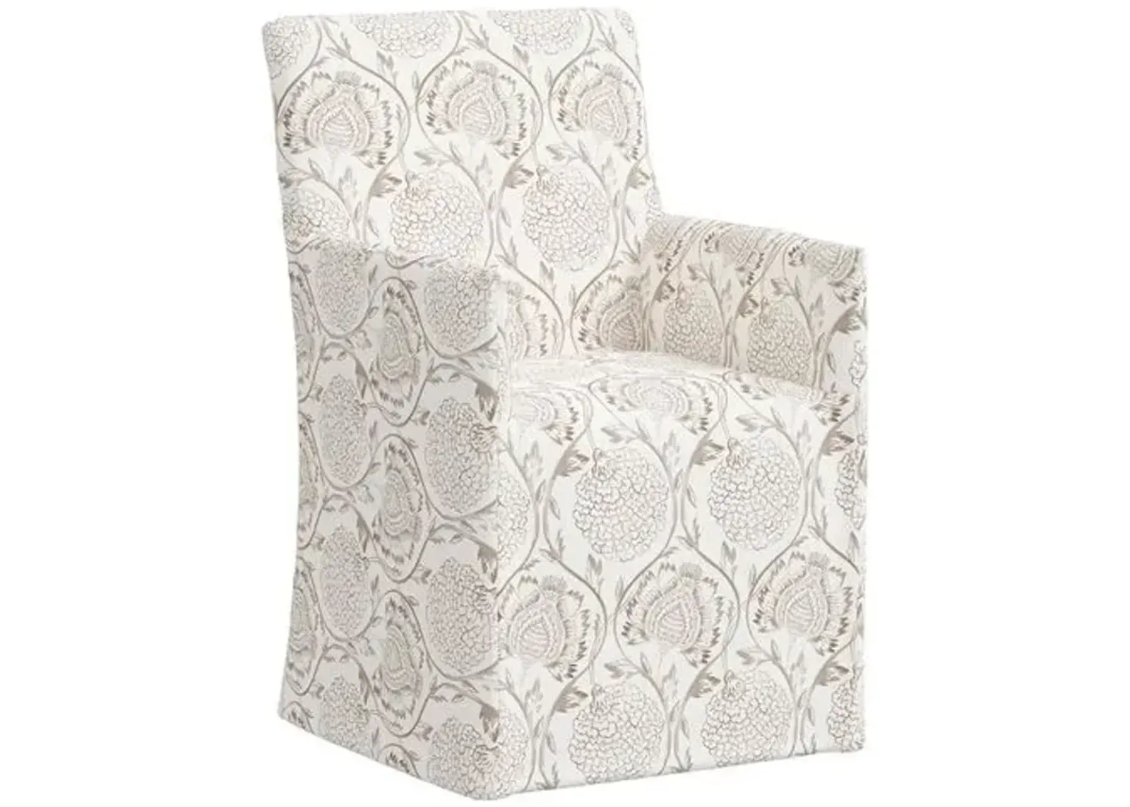 Edith Slipcover Dining Armchair - Ranjit Floral - Brown