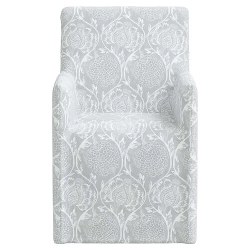 Edith Slipcover Dining Armchair - Ranjit Floral - Gray