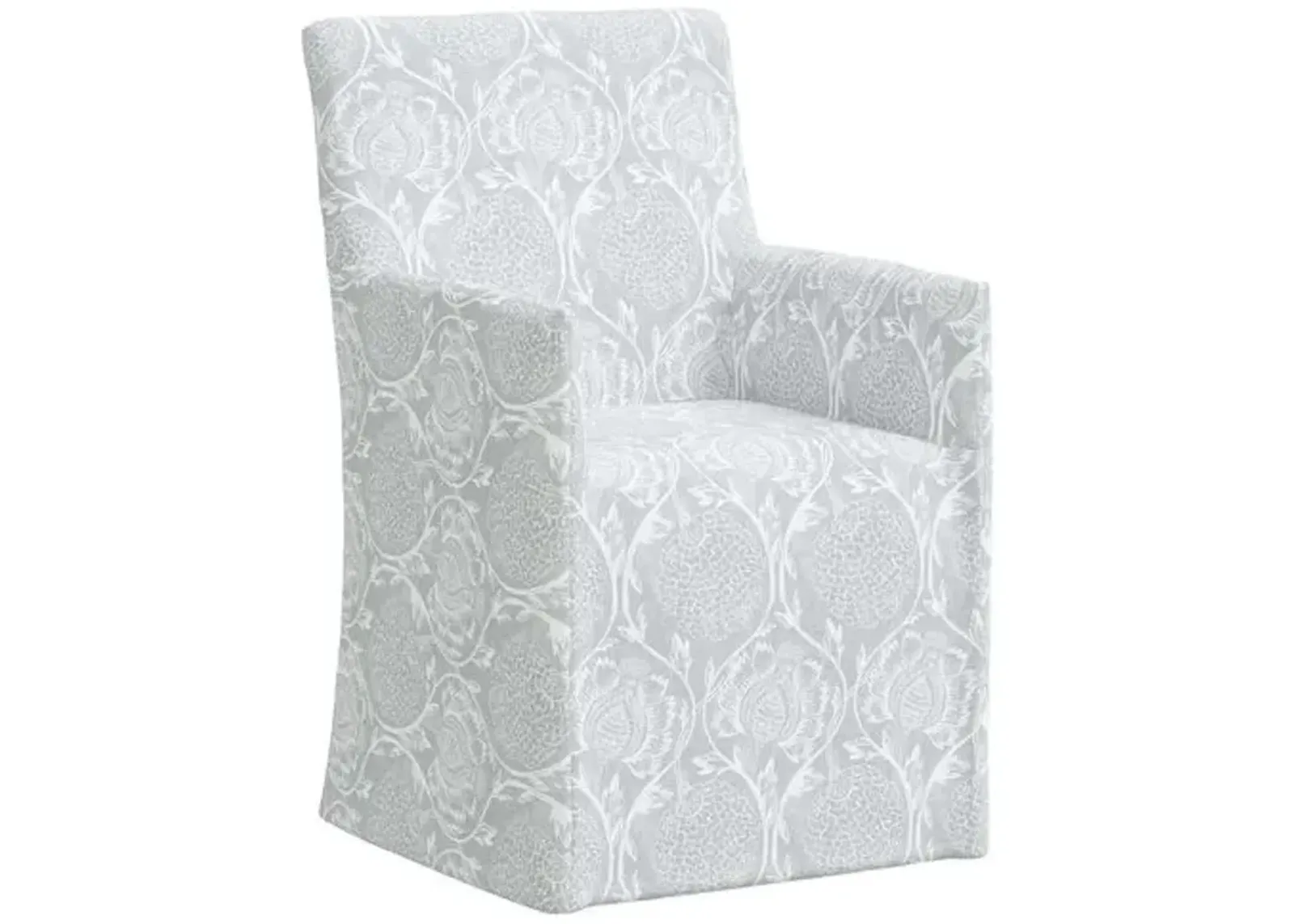 Edith Slipcover Dining Armchair - Ranjit Floral - Gray