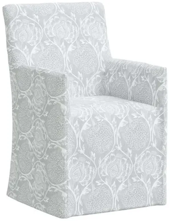 Edith Slipcover Dining Armchair - Ranjit Floral - Gray