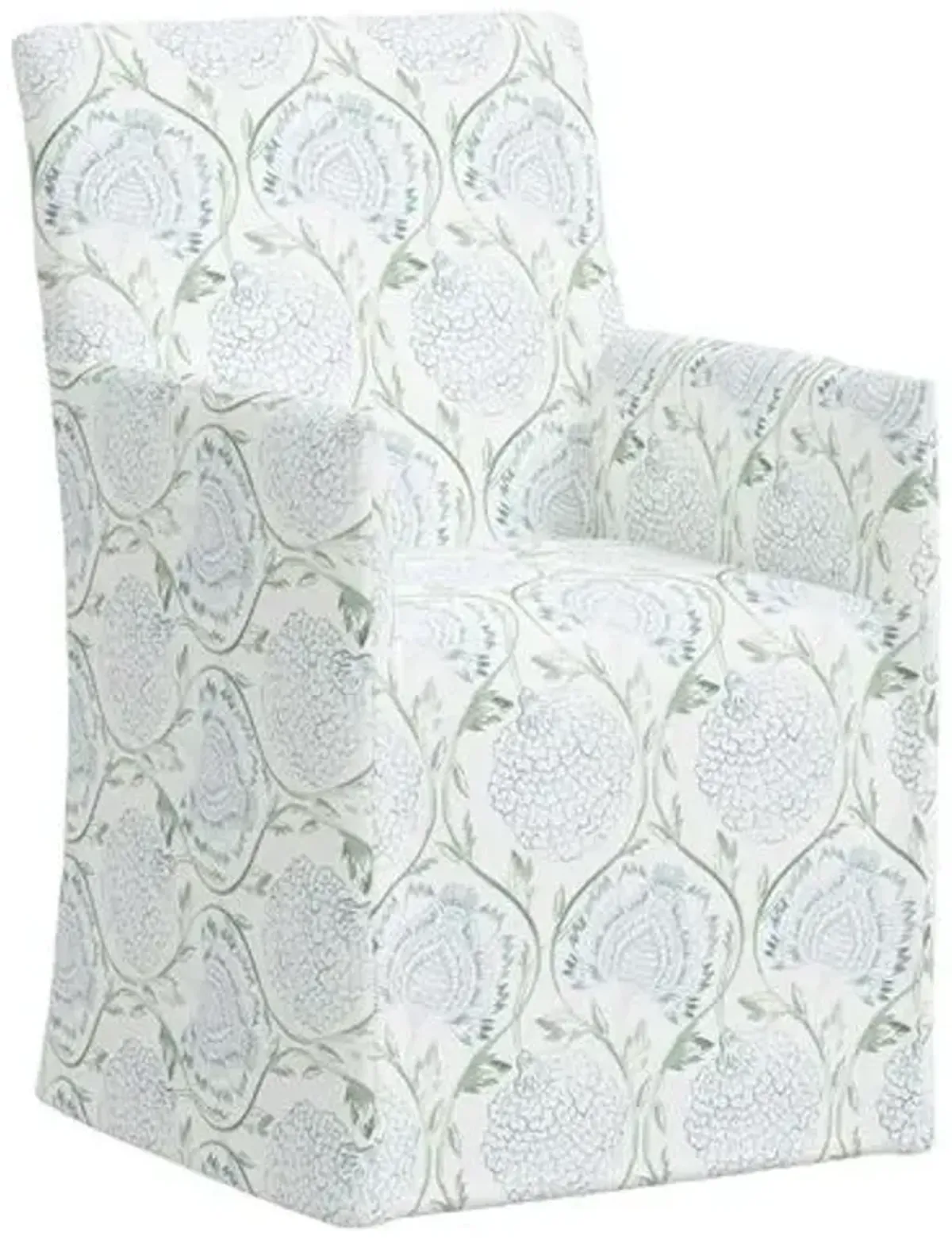 Edith Slipcover Dining Armchair - Ranjit Floral - Green