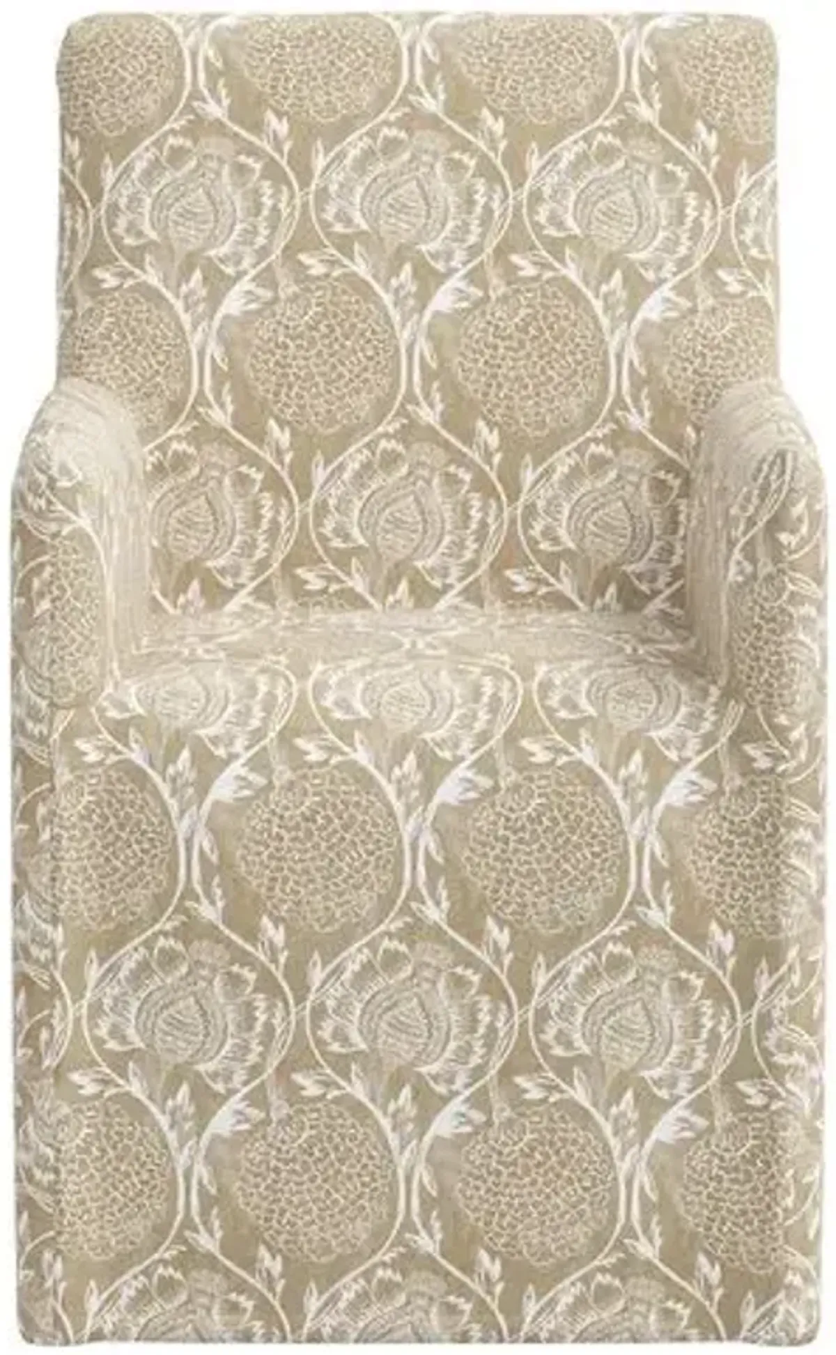 Edith Slipcover Dining Armchair - Ranjit Floral - Beige