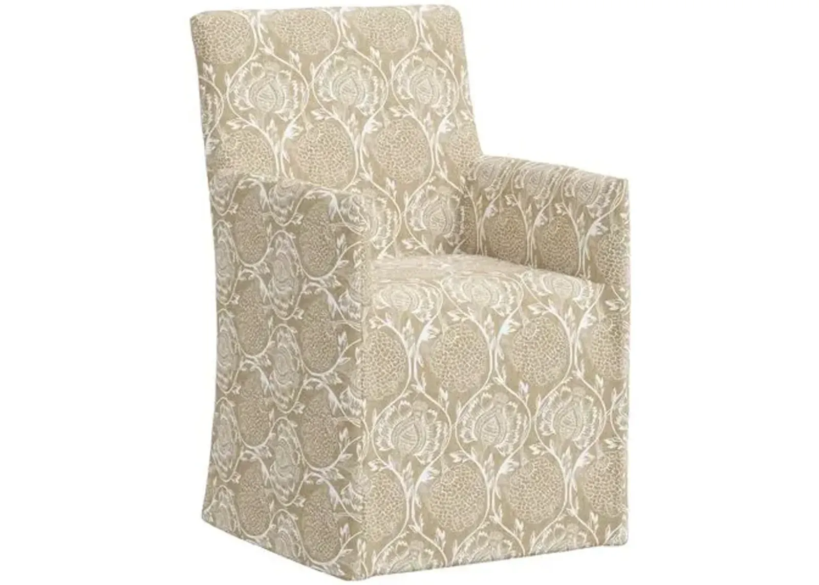 Edith Slipcover Dining Armchair - Ranjit Floral - Beige