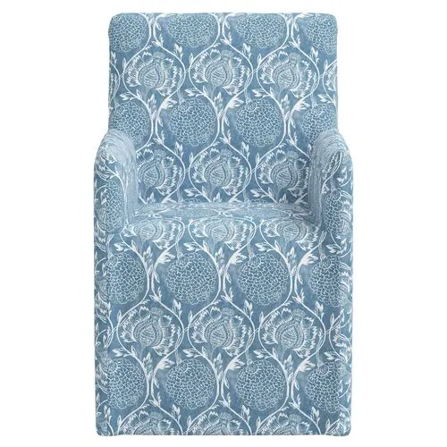 Edith Slipcover Dining Armchair - Ranjit Floral - Blue