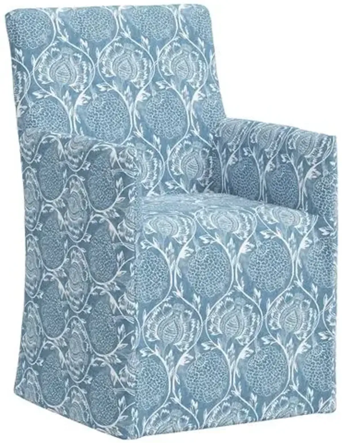 Edith Slipcover Dining Armchair - Ranjit Floral - Blue