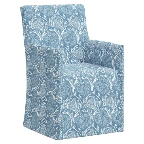 Edith Slipcover Dining Armchair - Ranjit Floral - Blue