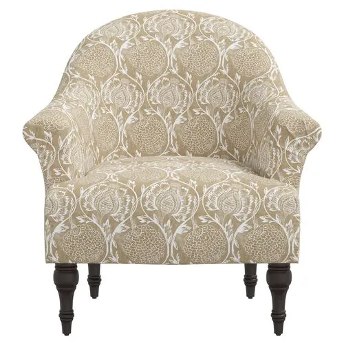 Charlotte Accent Chair - Ranjit Floral - Beige, Comfortable, Durable, Cushioned