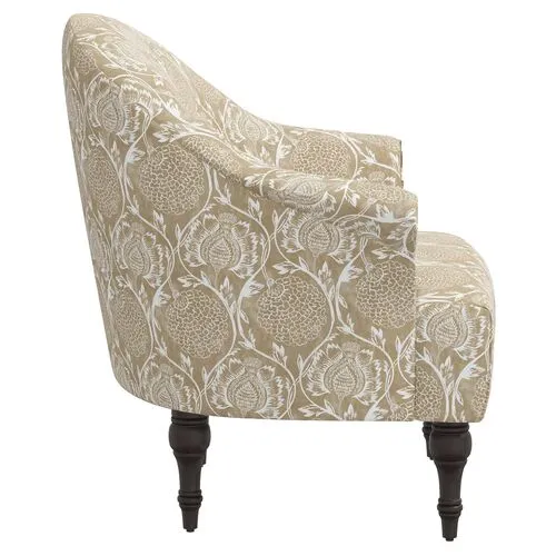 Charlotte Accent Chair - Ranjit Floral - Beige, Comfortable, Durable, Cushioned