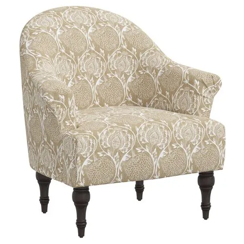 Charlotte Accent Chair - Ranjit Floral - Beige, Comfortable, Durable, Cushioned