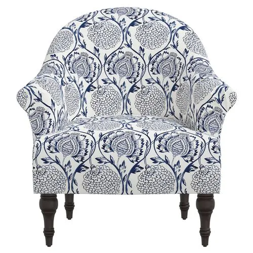 Charlotte Accent Chair - Ranjit Floral - Blue, Comfortable, Durable, Cushioned