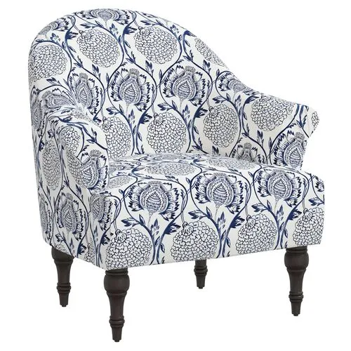 Charlotte Accent Chair - Ranjit Floral - Blue, Comfortable, Durable, Cushioned