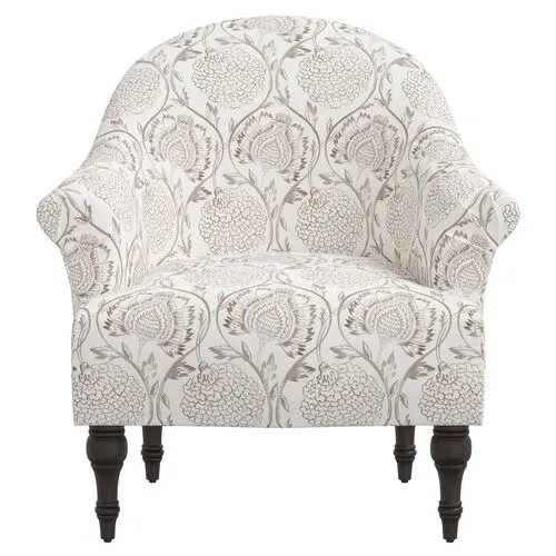 Charlotte Accent Chair - Ranjit Floral - Brown, Comfortable, Durable, Cushioned