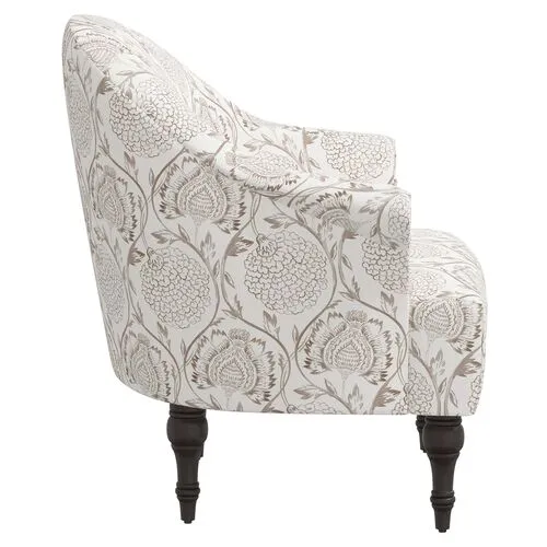 Charlotte Accent Chair - Ranjit Floral - Brown, Comfortable, Durable, Cushioned