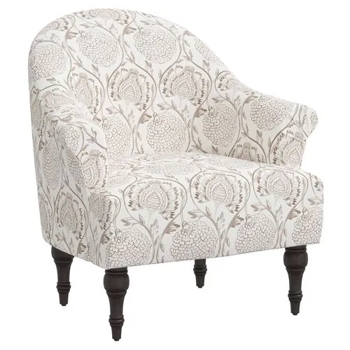 Charlotte Accent Chair - Ranjit Floral - Brown, Comfortable, Durable, Cushioned