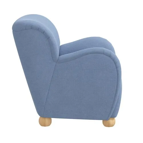 Luna Accent Chair - Linen - Blue, Comfortable, Durable, Cushioned, Linenlike Upholstery