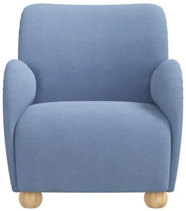 Luna Accent Chair - Linen - Blue, Comfortable, Durable, Cushioned, Linenlike Upholstery