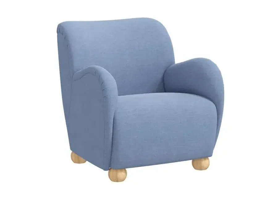 Luna Accent Chair - Linen - Blue, Comfortable, Durable, Cushioned, Linenlike Upholstery