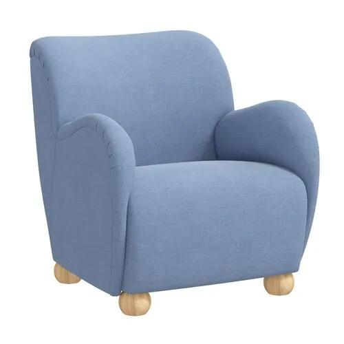 Luna Accent Chair - Linen - Blue, Comfortable, Durable, Cushioned, Linenlike Upholstery