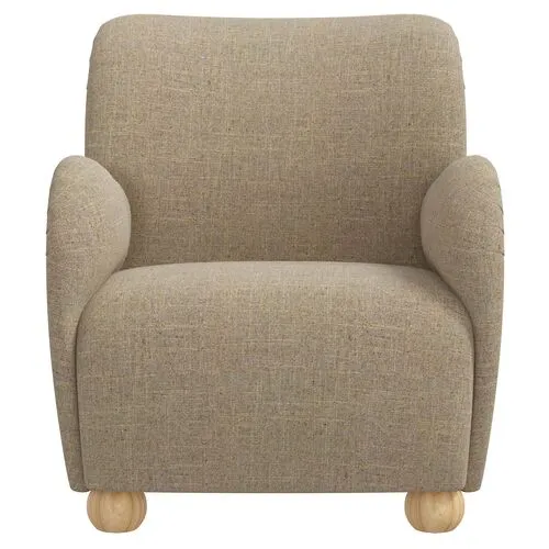 Luna Accent Chair - Linen - Brown, Comfortable, Durable, Cushioned, Linenlike Upholstery