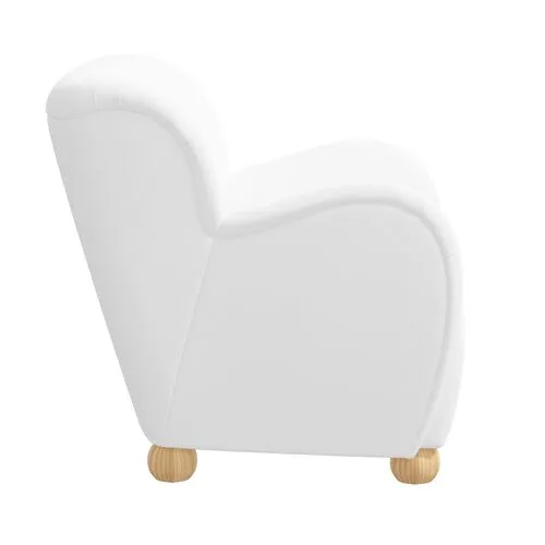 Luna Accent Chair - Linen - White, Comfortable, Durable, Cushioned, Linenlike Upholstery