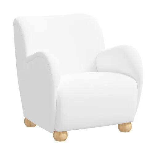 Luna Accent Chair - Linen - White, Comfortable, Durable, Cushioned, Linenlike Upholstery