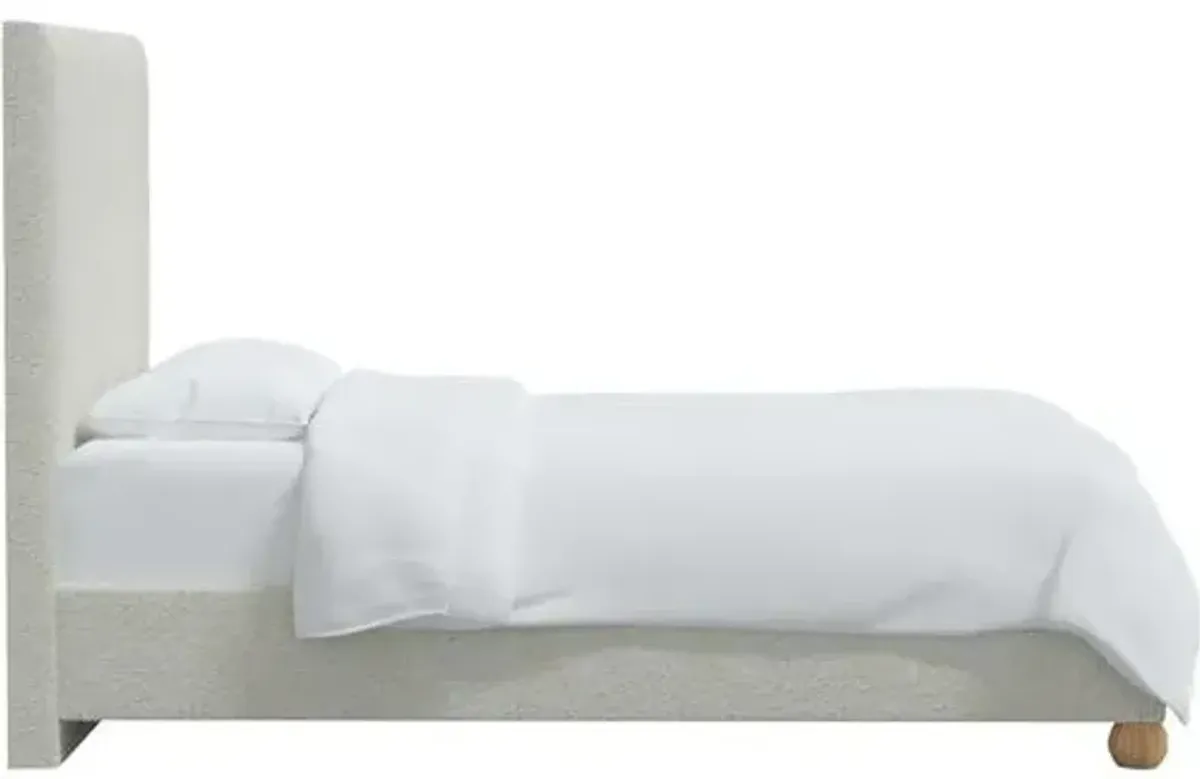 Luna Floor Length Bed - Boucle - White