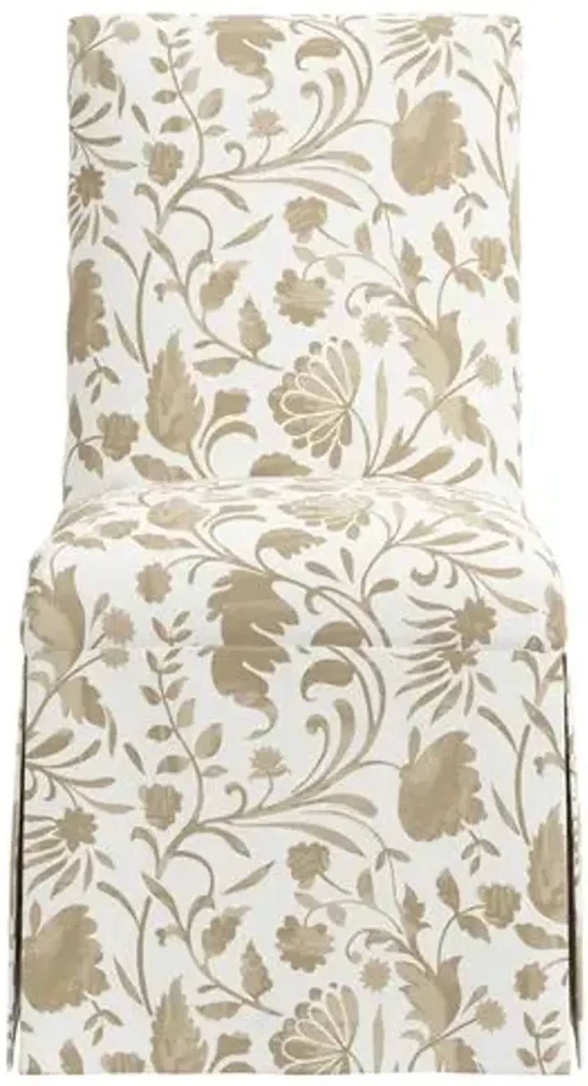 Owen Skirted Slipcover Side Chair - Vine Floral - Beige