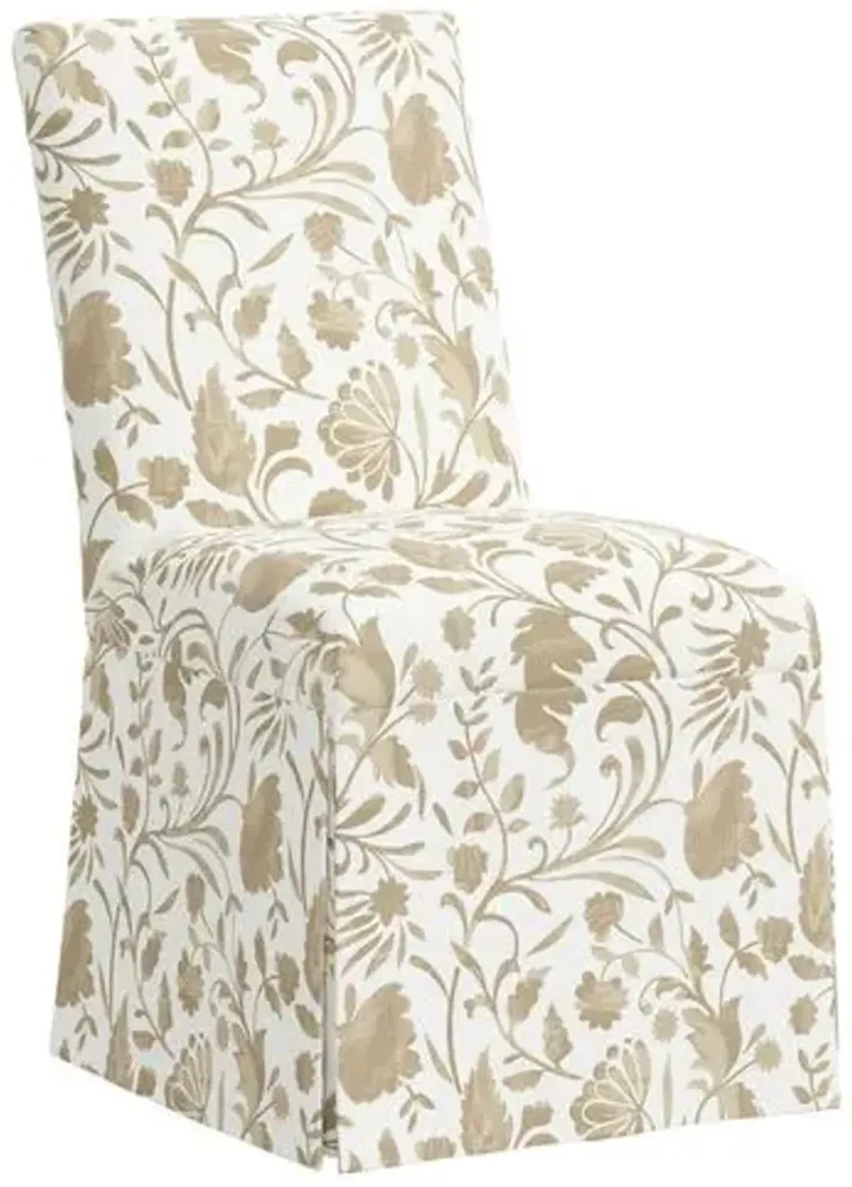 Owen Skirted Slipcover Side Chair - Vine Floral - Beige