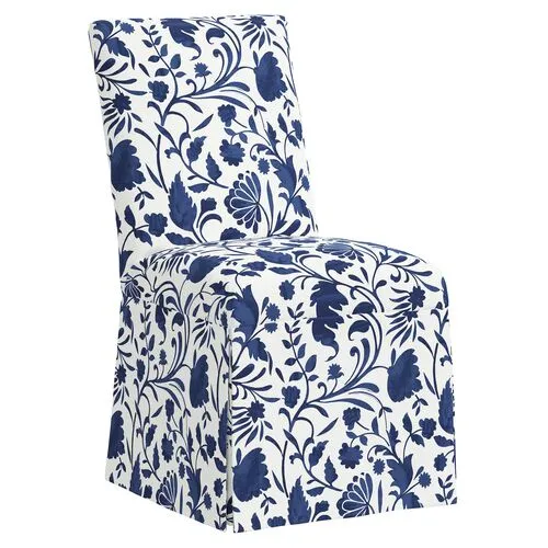 Owen Slipcover Dining Chair - Vine Floral - Blue