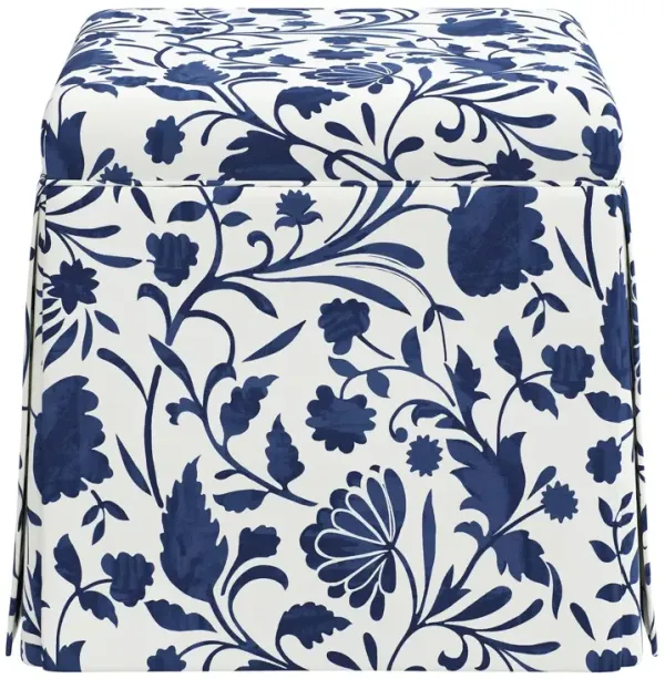 Anne Skirted Storage Ottoman, Vine Floral