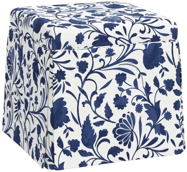 Anne Skirted Storage Ottoman, Vine Floral