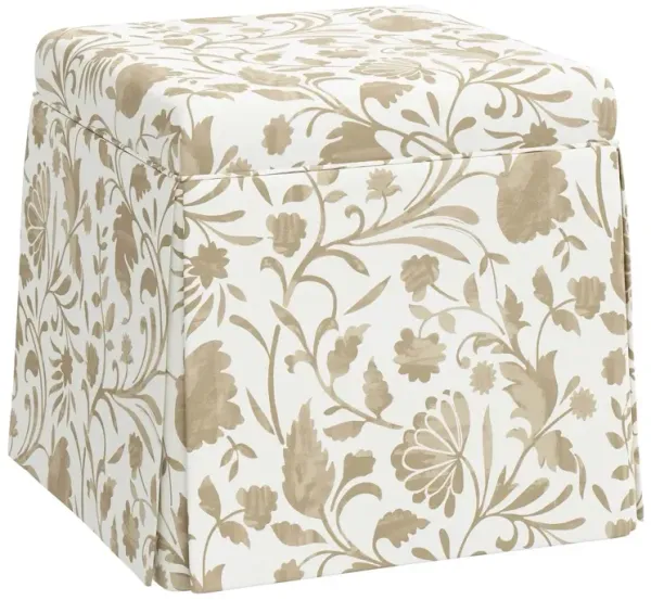 Anne Skirted Storage Ottoman, Vine Floral