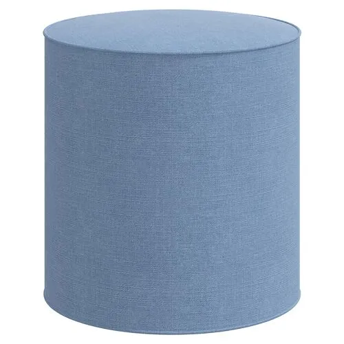 Harper Round Ottoman - Linen - Blue