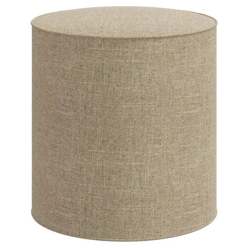 Harper Round Ottoman - Linen - Brown