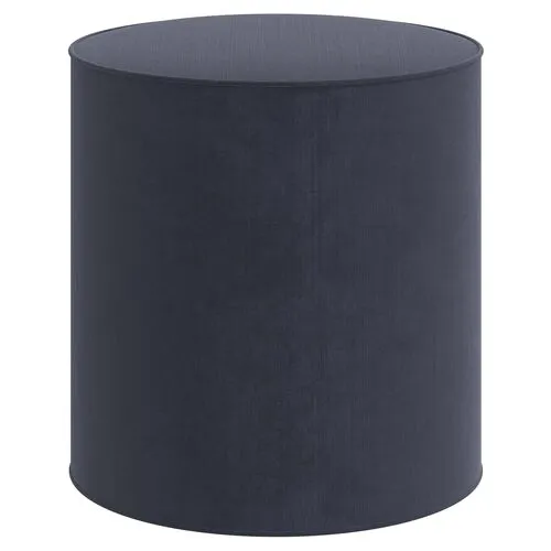 Harper Round Ottoman - Velvet - Blue