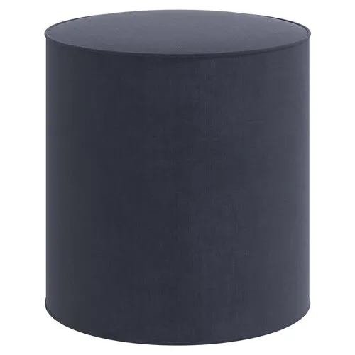 Harper Round Ottoman - Velvet - Blue