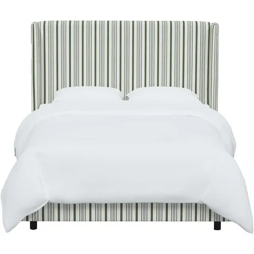 Kelly Wingback Bed - Luli Stripe - Green