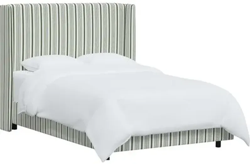 Kelly Wingback Bed - Luli Stripe - Green