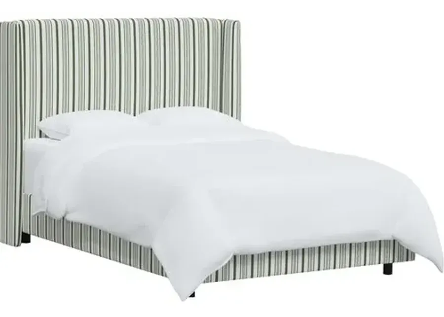 Kelly Wingback Bed - Luli Stripe - Green