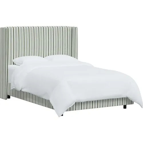 Kelly Wingback Bed - Luli Stripe - Green