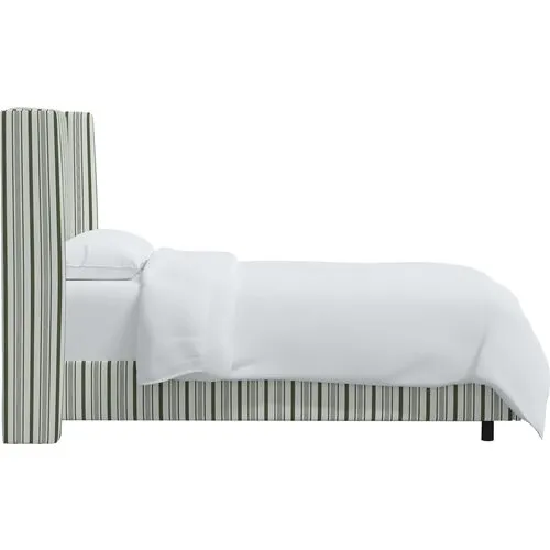 Kelly Wingback Bed - Luli Stripe - Green