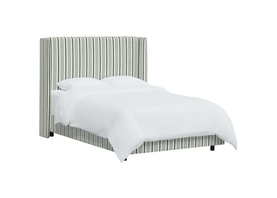 Kelly Wingback Bed - Luli Stripe - Green