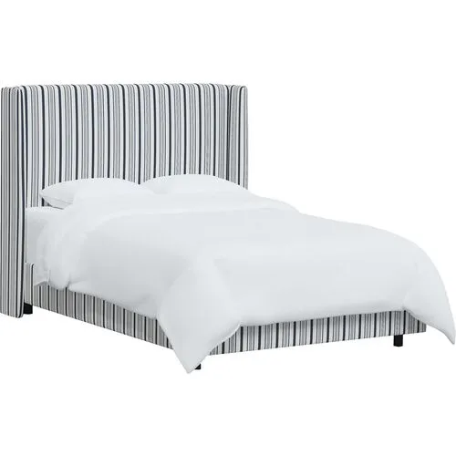 Kelly Wingback Bed - Luli Stripe - Blue