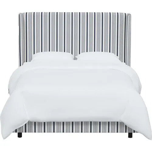 Kelly Wingback Bed - Luli Stripe - Blue