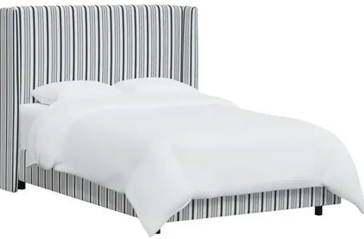 Kelly Wingback Bed - Luli Stripe - Blue