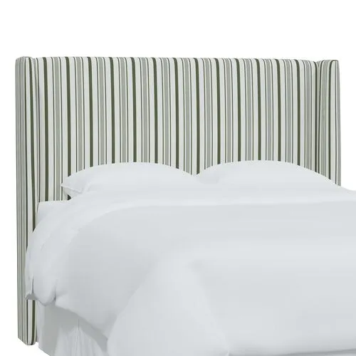 Kelly Wingback Headboard - Luli Stripe - Green