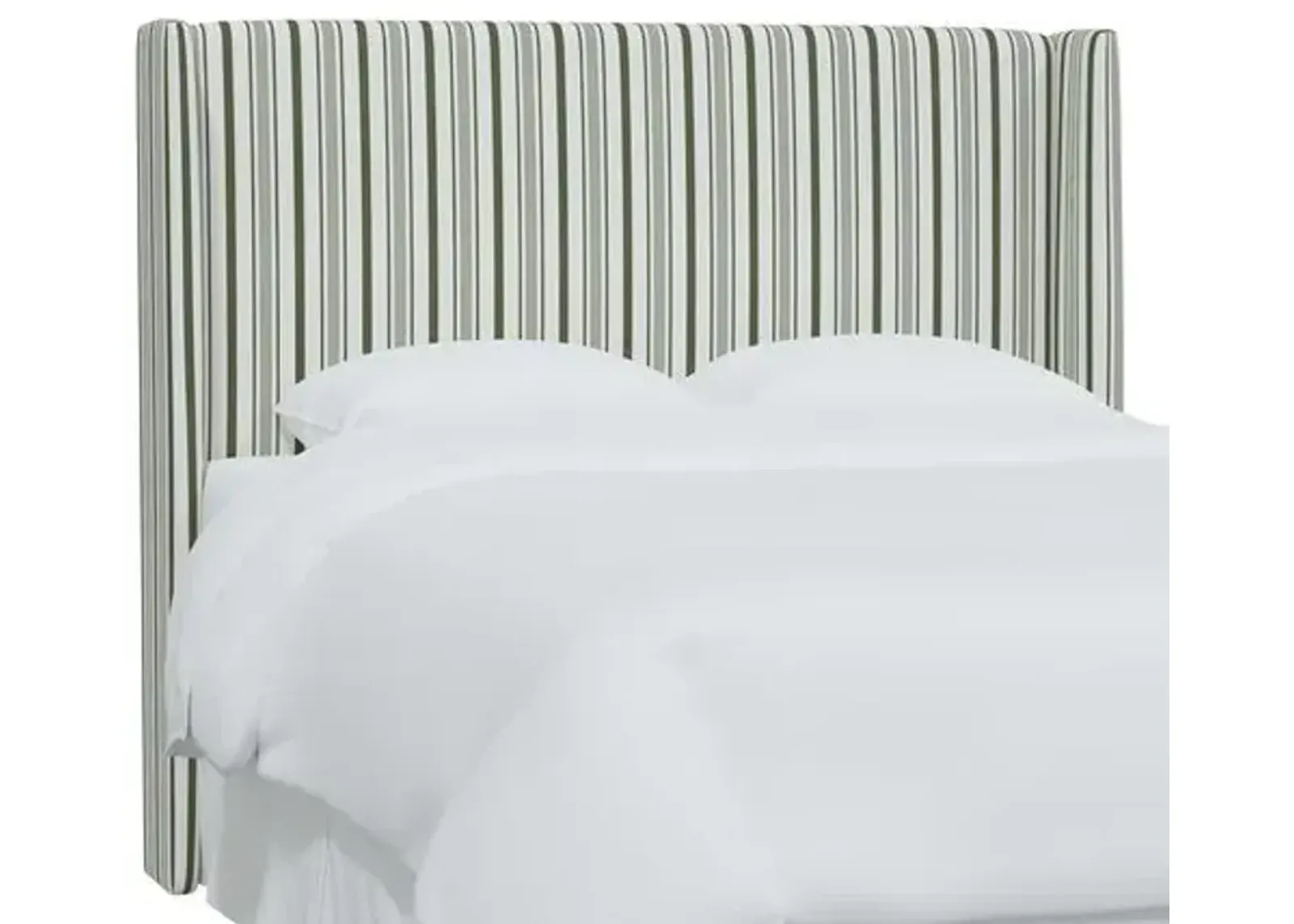 Kelly Wingback Headboard - Luli Stripe - Green