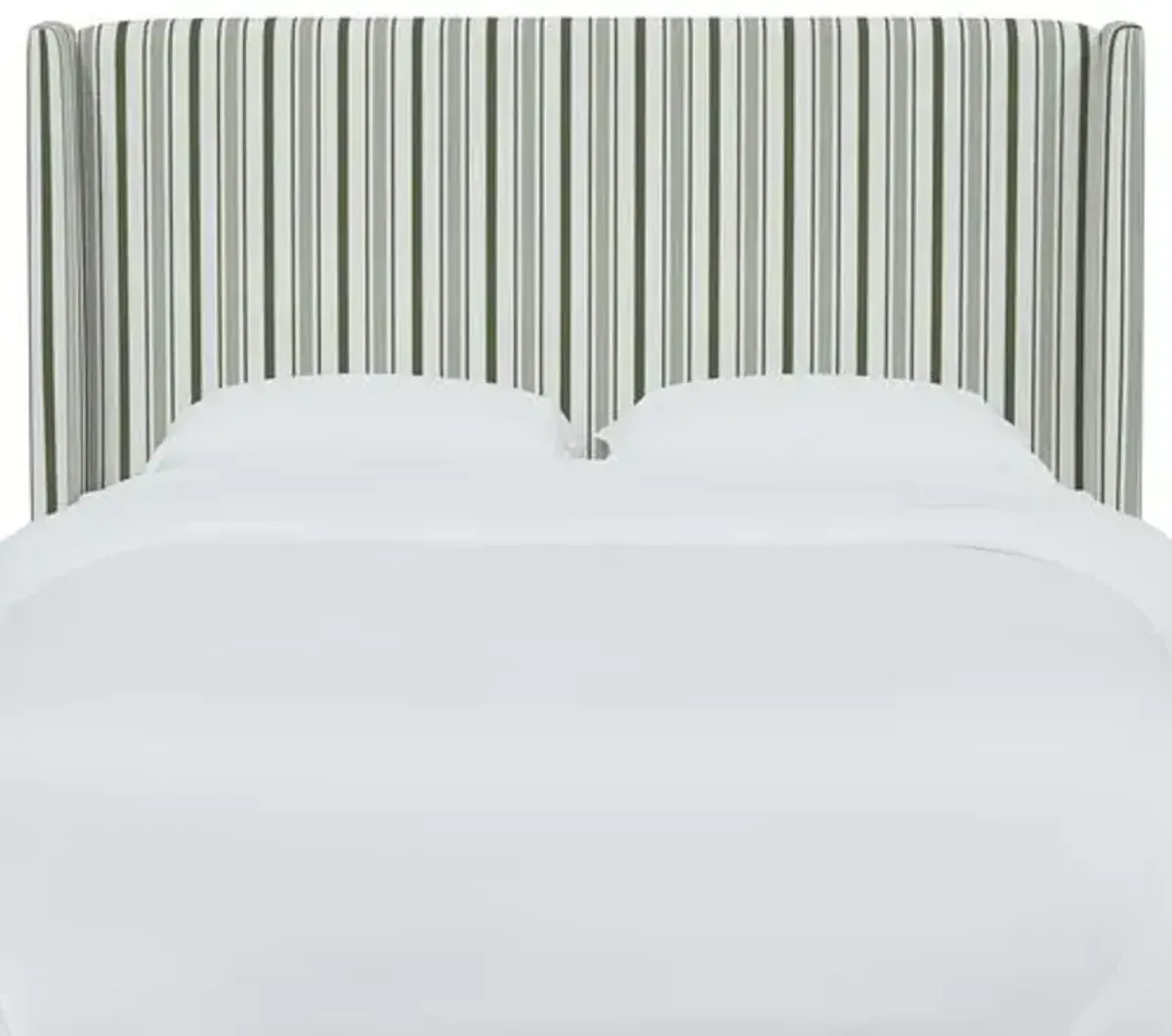 Kelly Wingback Headboard - Luli Stripe - Green