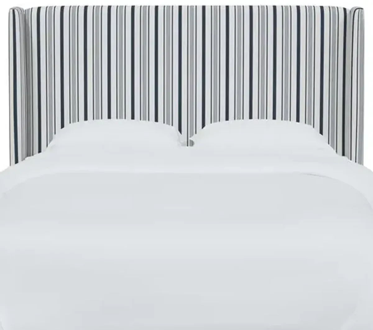 Kelly Wingback Headboard - Luli Stripe - Blue