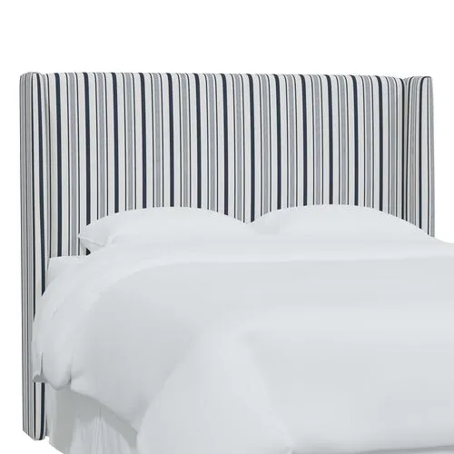 Kelly Wingback Headboard - Luli Stripe - Blue